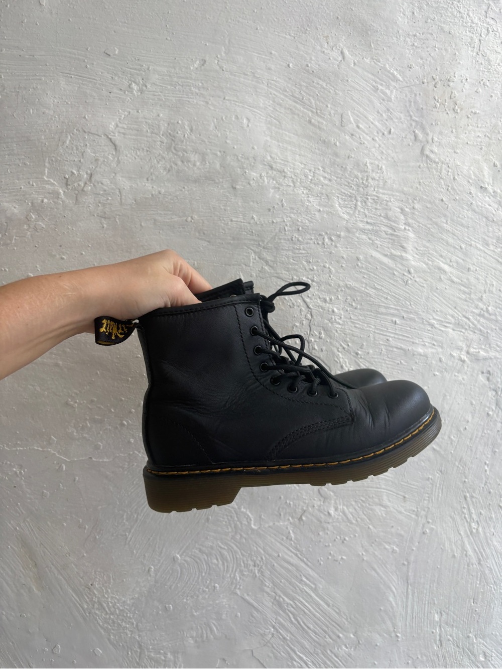 Dr. Martens Junior 1460 Softy T Leather Lace Up Boots in a youth size 3